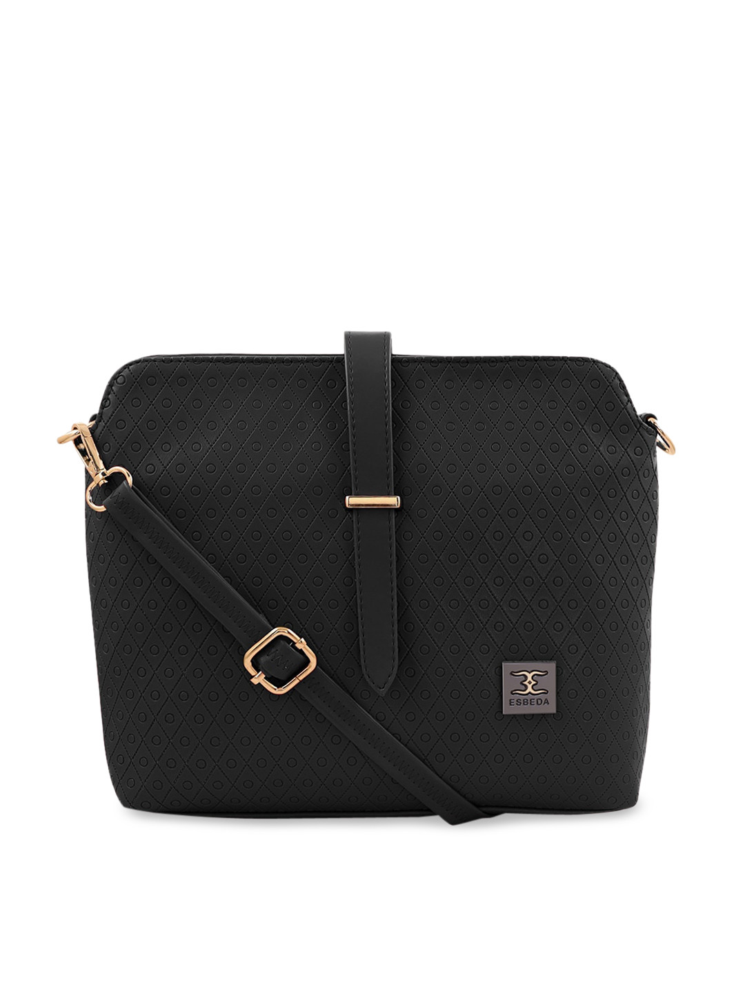 ESBEDA Black Textured Sling Bag