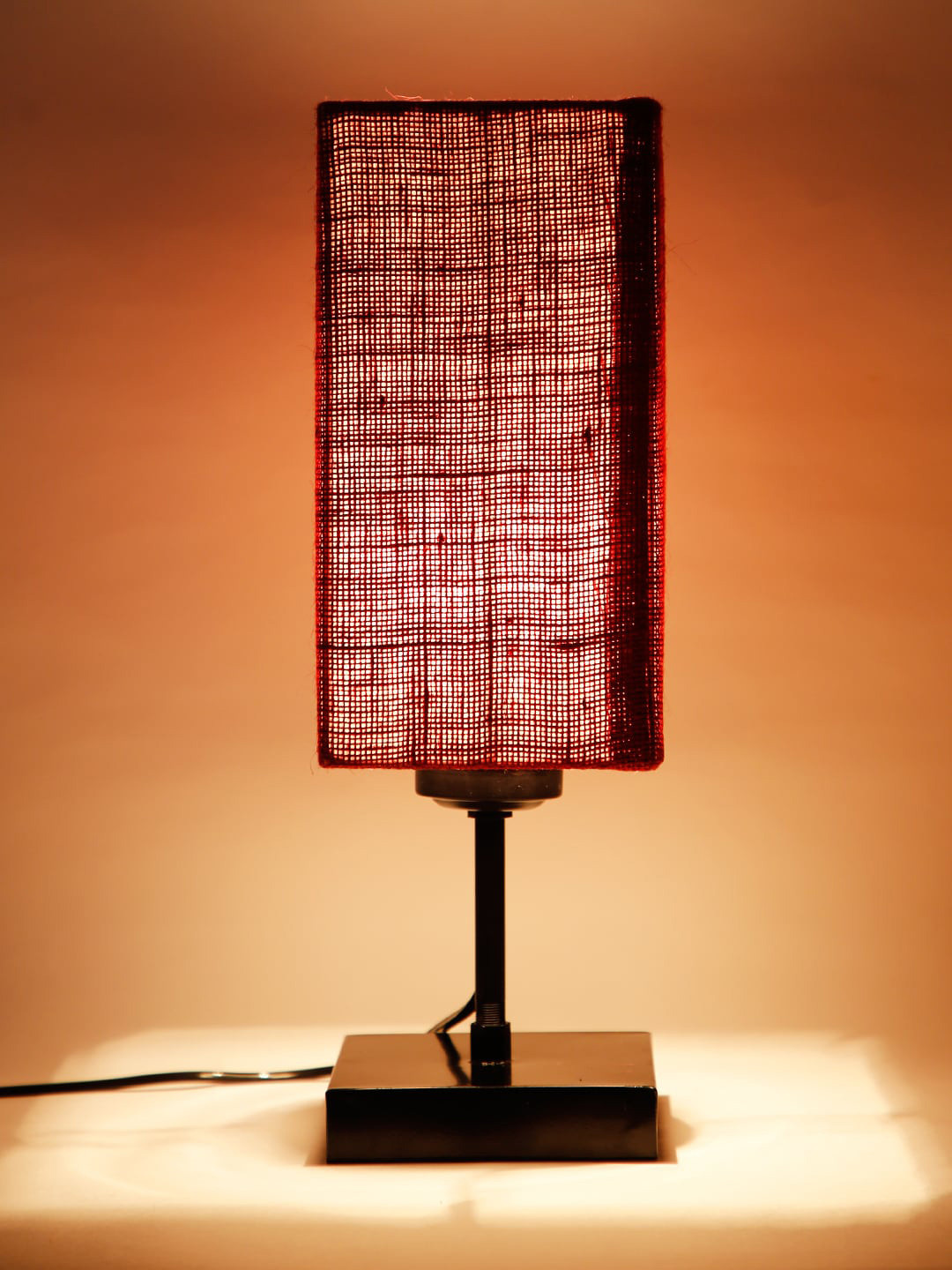 Devansh Maroon Solid Traditional Buffet Table Lamp