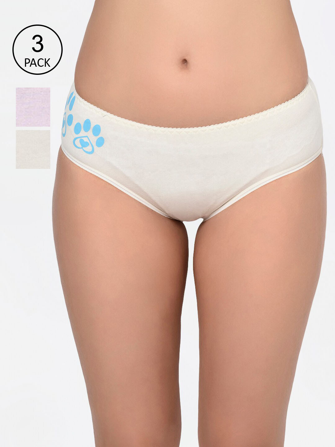 Bodycare Women Pack Of 3 Assorted Hipster Briefs-9513