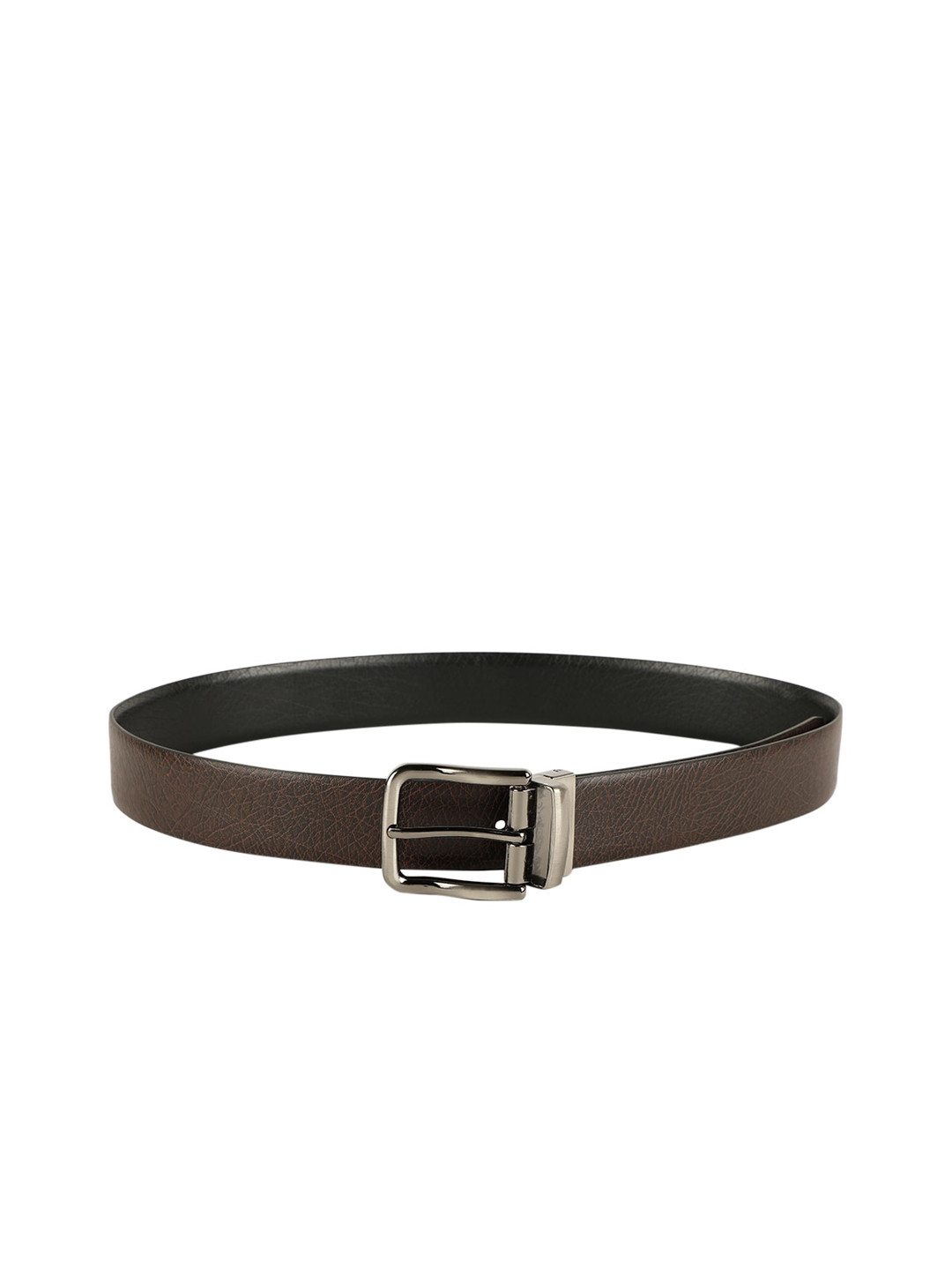 ZEVORA Men Brown & Black Reversable Textured Belt