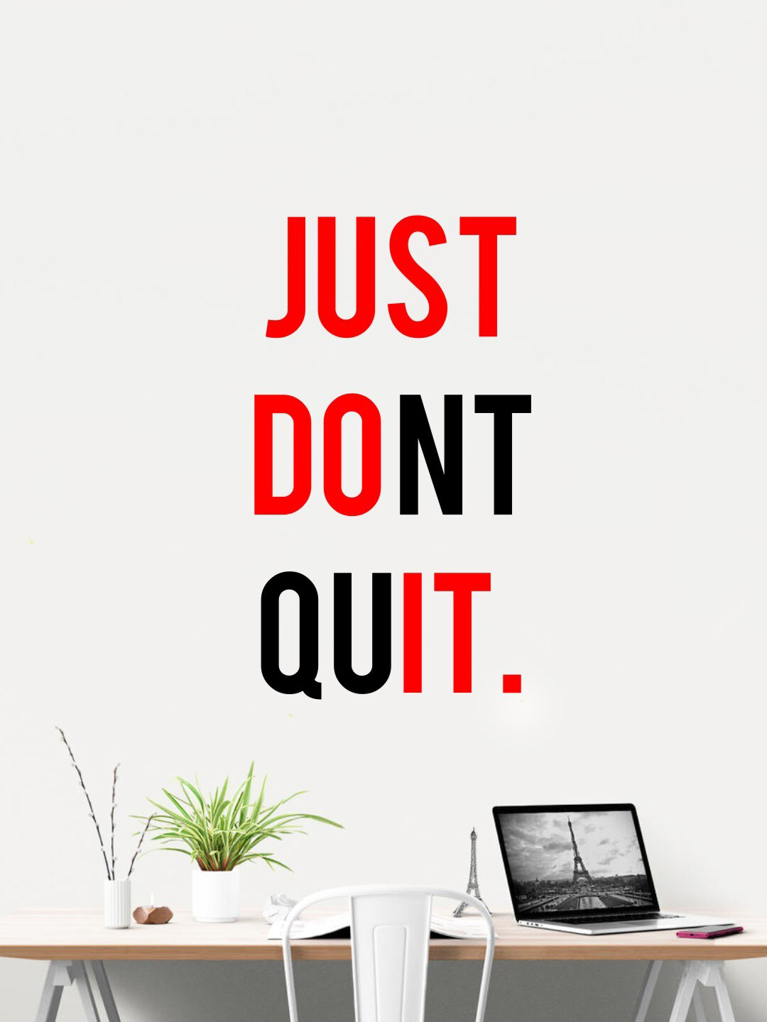 rawpockets Red & Black Just Don`t Quit Motivational Quote Vinyl Wall Sticker