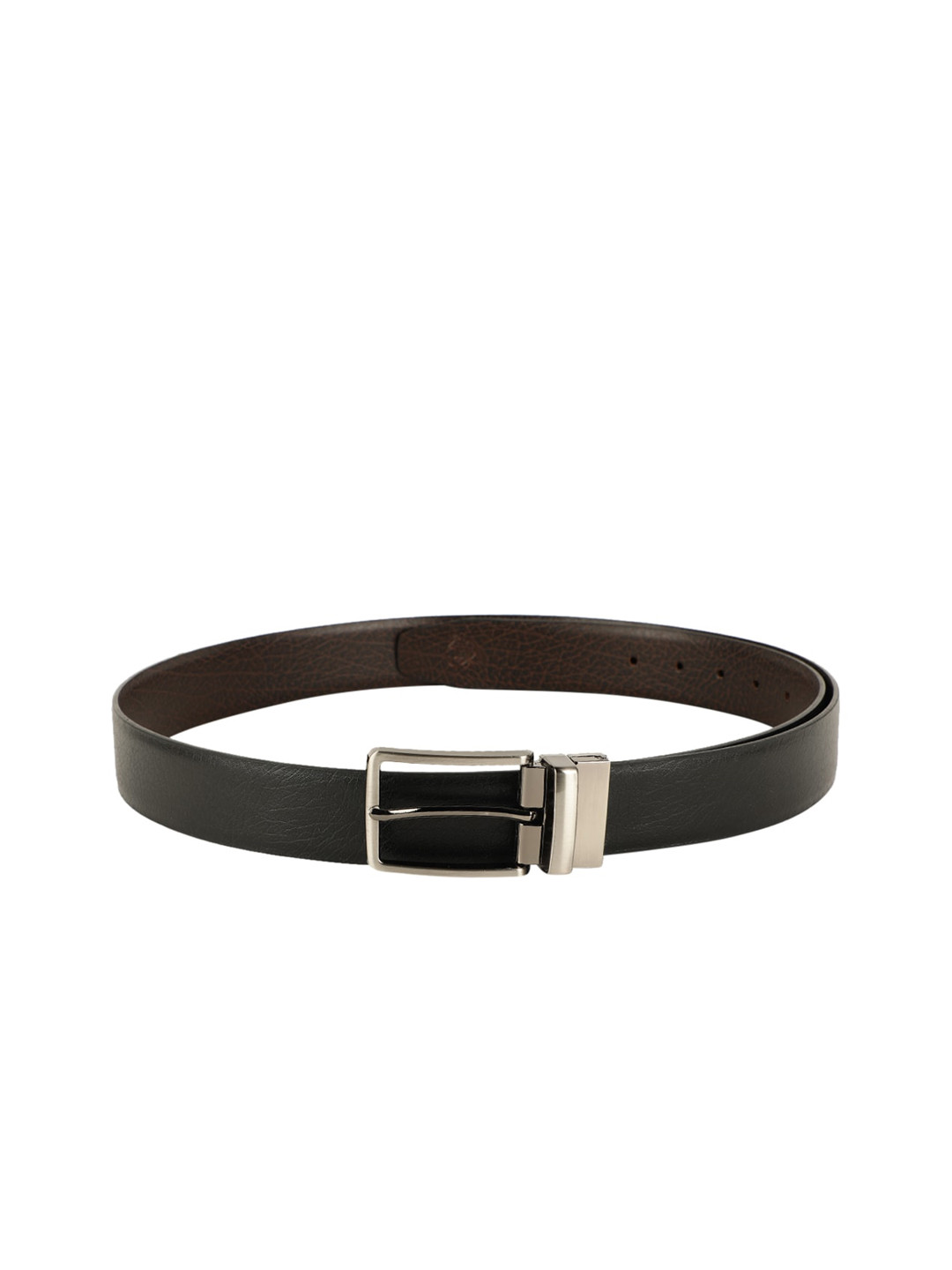 ZEVORA Men Black & Brown Reversable Textured Belt