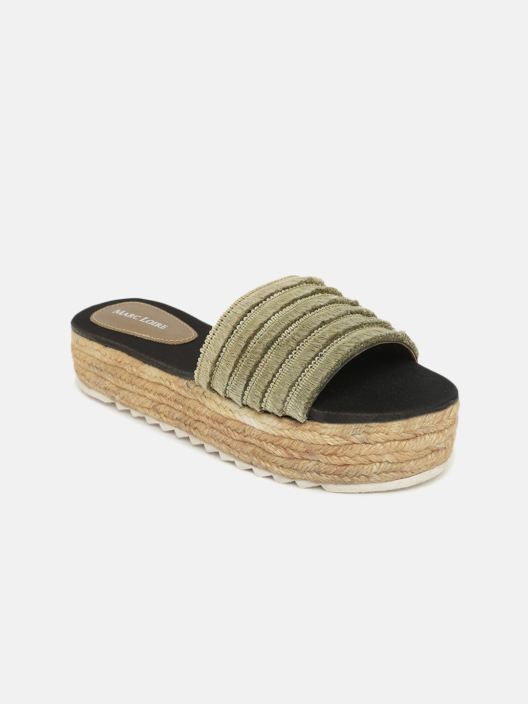 Marc Loire Women Olive Green Textured Flatforms