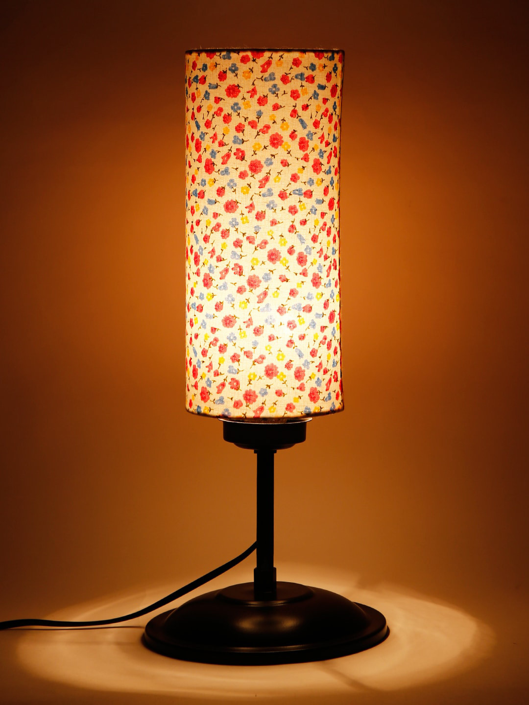 Devansh Multicoloured & Black Printed Buffet Table Lamp
