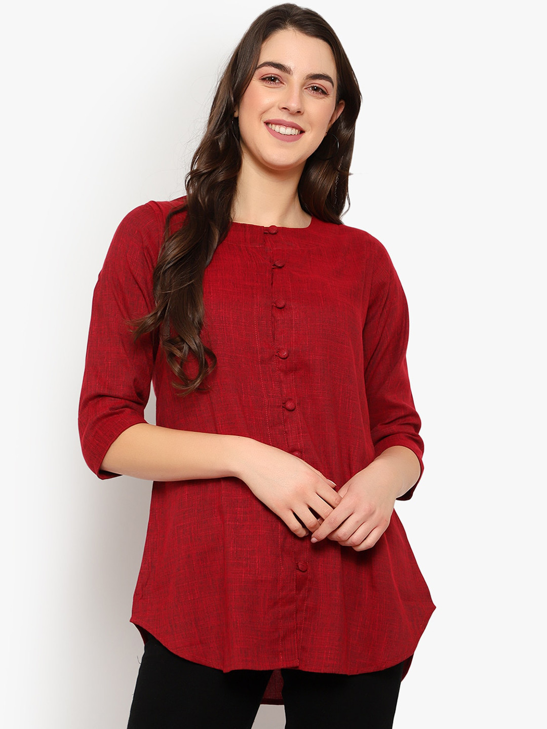Indietoga Women Maroon Solid Tunic
