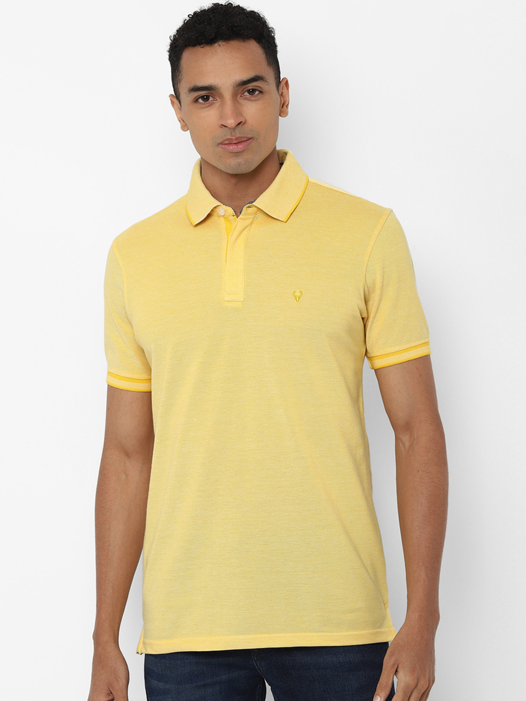 Allen Solly Men Yellow Solid Polo Collar T-shirt
