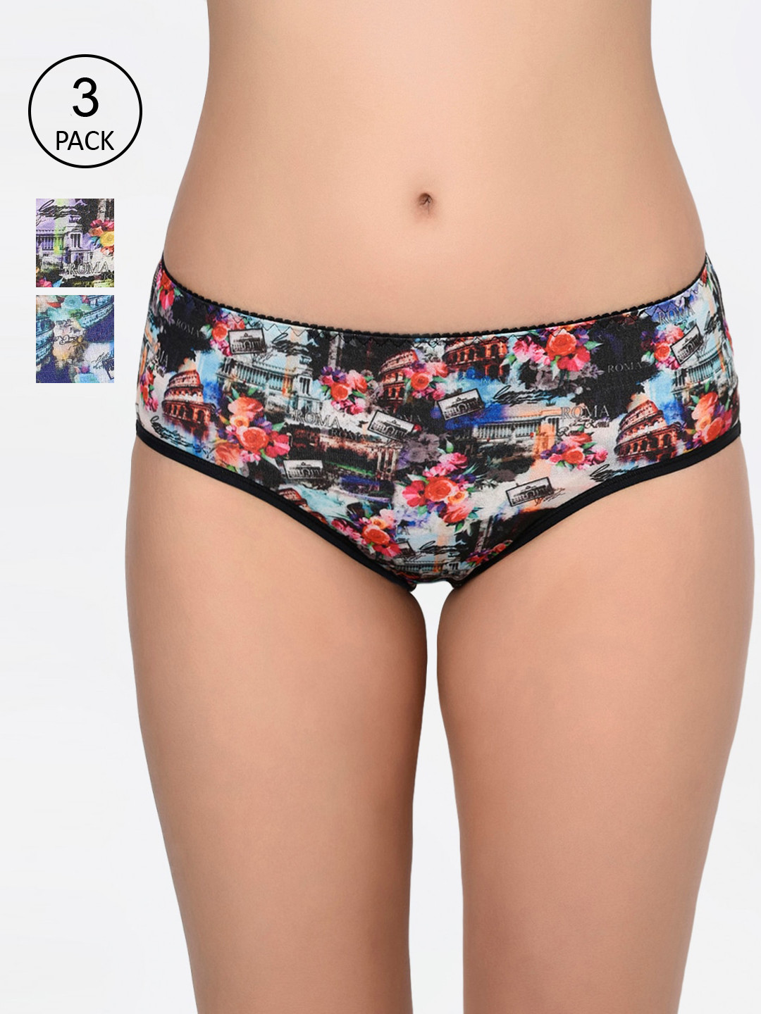 Bodycare Women Pack Of 3 Assorted Hipster Briefs-9012