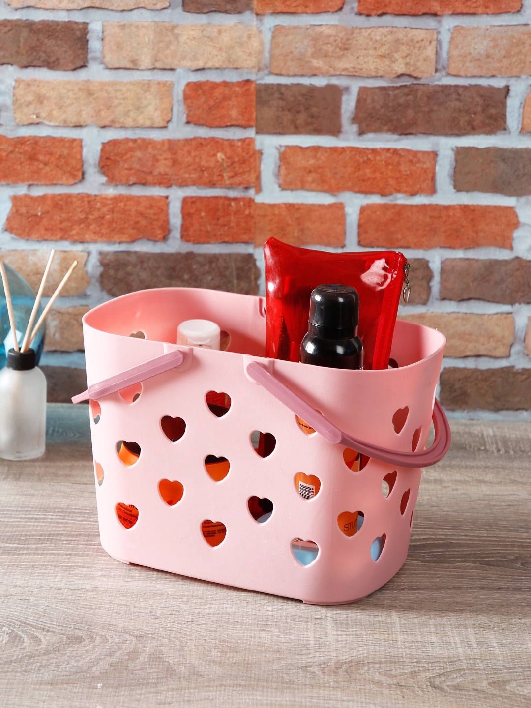 House Of Accessories Pink Self Design Laundry Basket