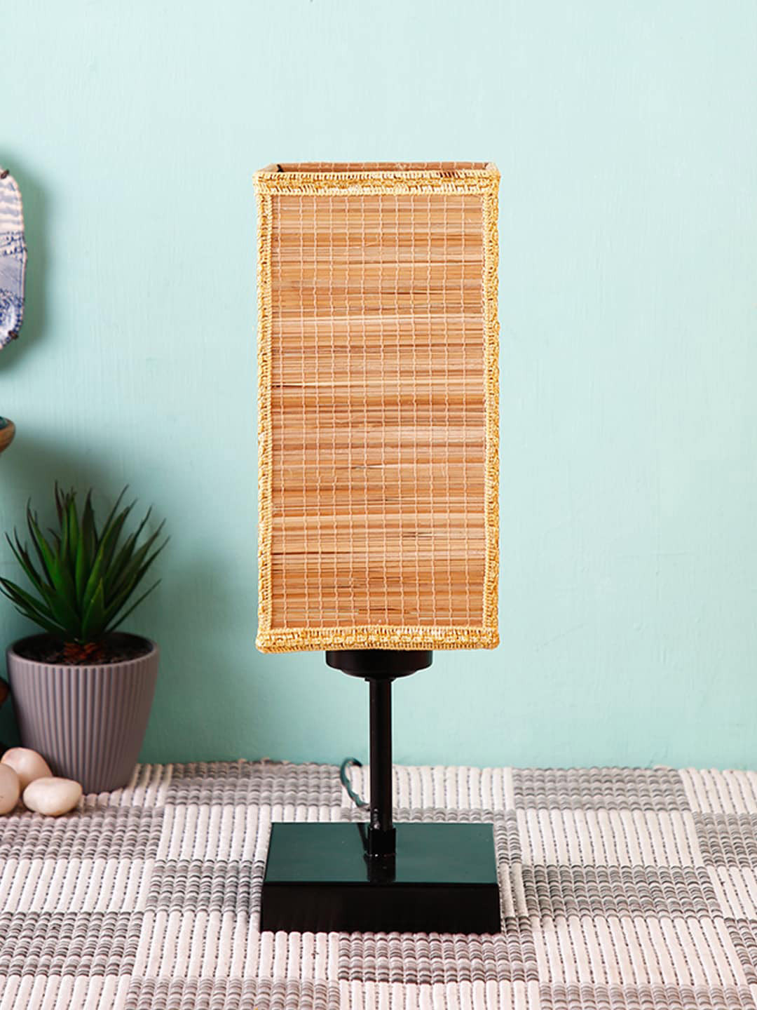 Devansh Beige Solid Bamboo Column Lamp