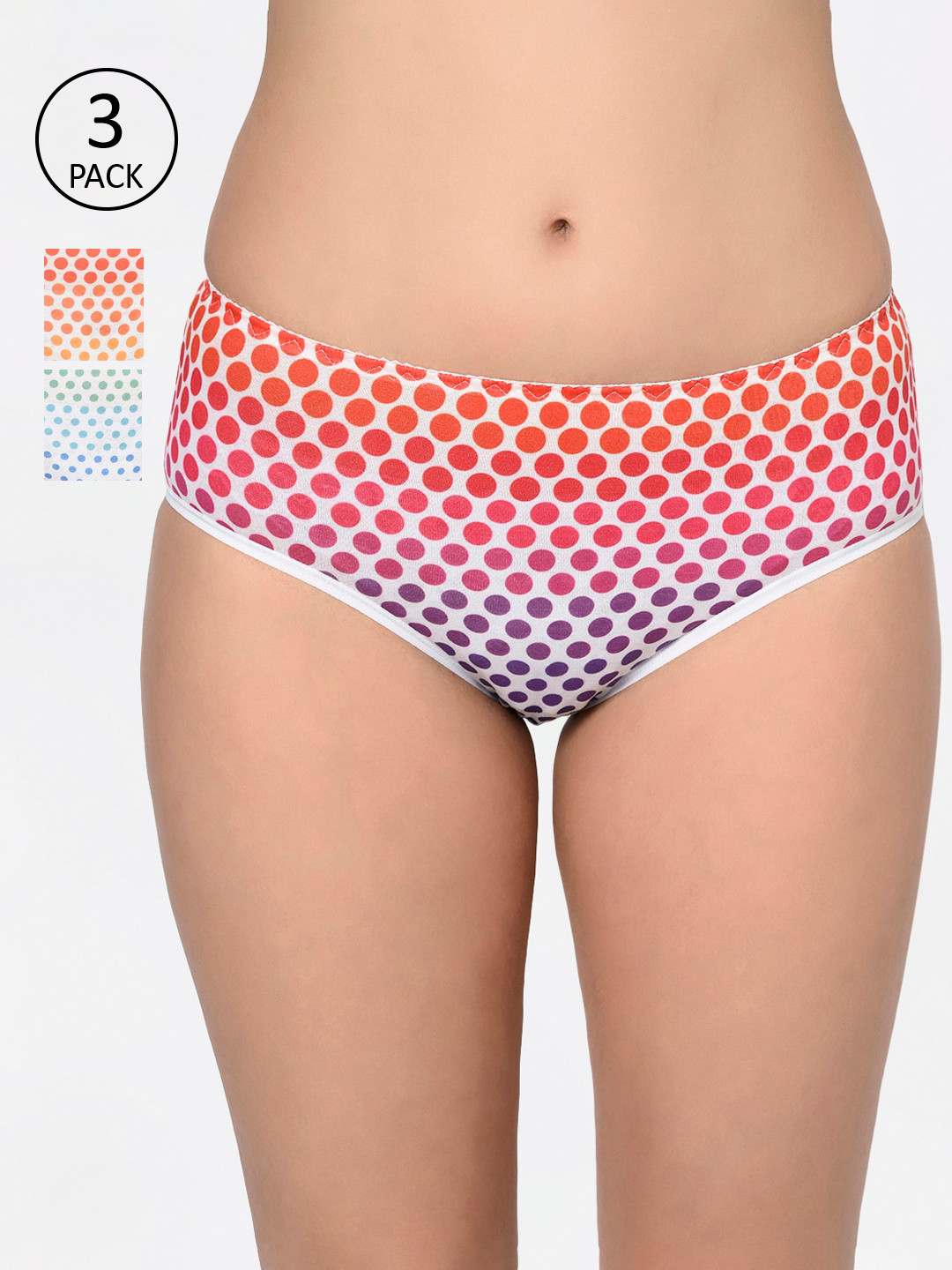 Bodycare Women Pack Of 3 Assorted Hipster Briefs 9017