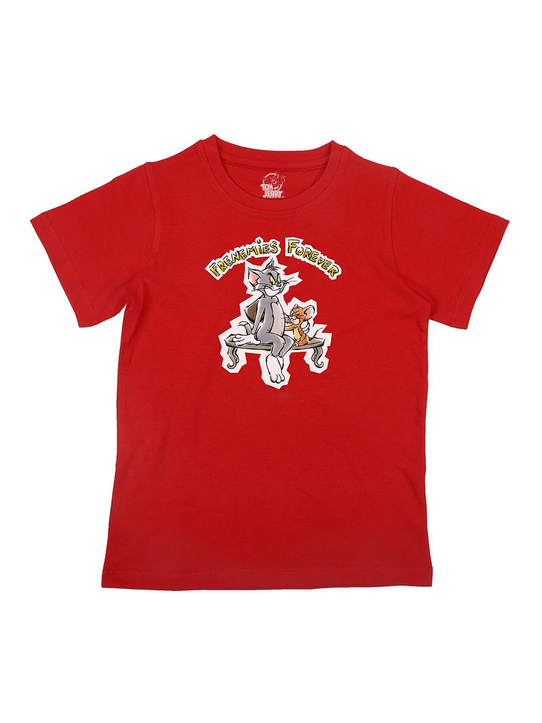 Tom & Jerry Boys Red Tom & Jerry Printed Round Neck T-shirt