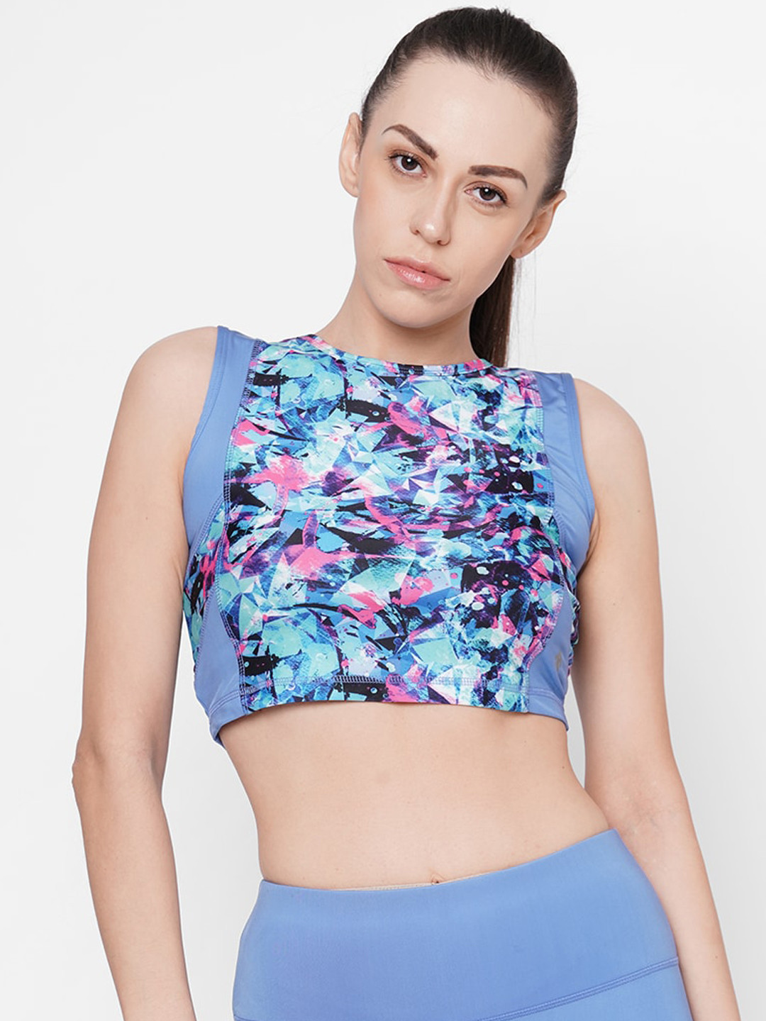 Tuna London Blue Printed Crop Top