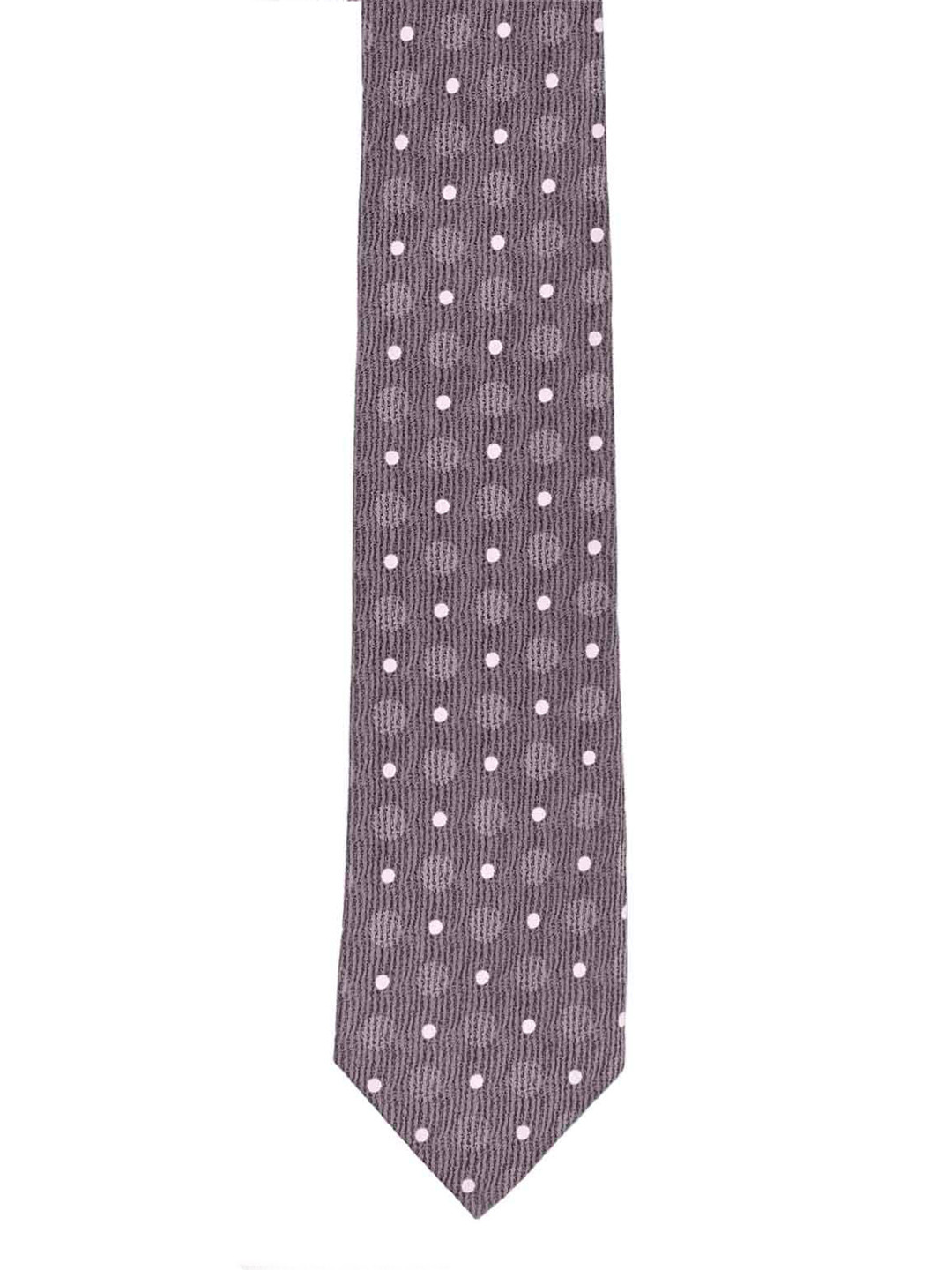 The Tie Hub Grey & Off-White Woven Design Broad Tie