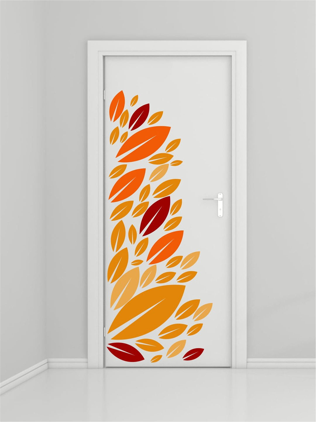 rawpockets Mustard Yellow & Orange Abstract Leaves Vinyl Wall Sticker
