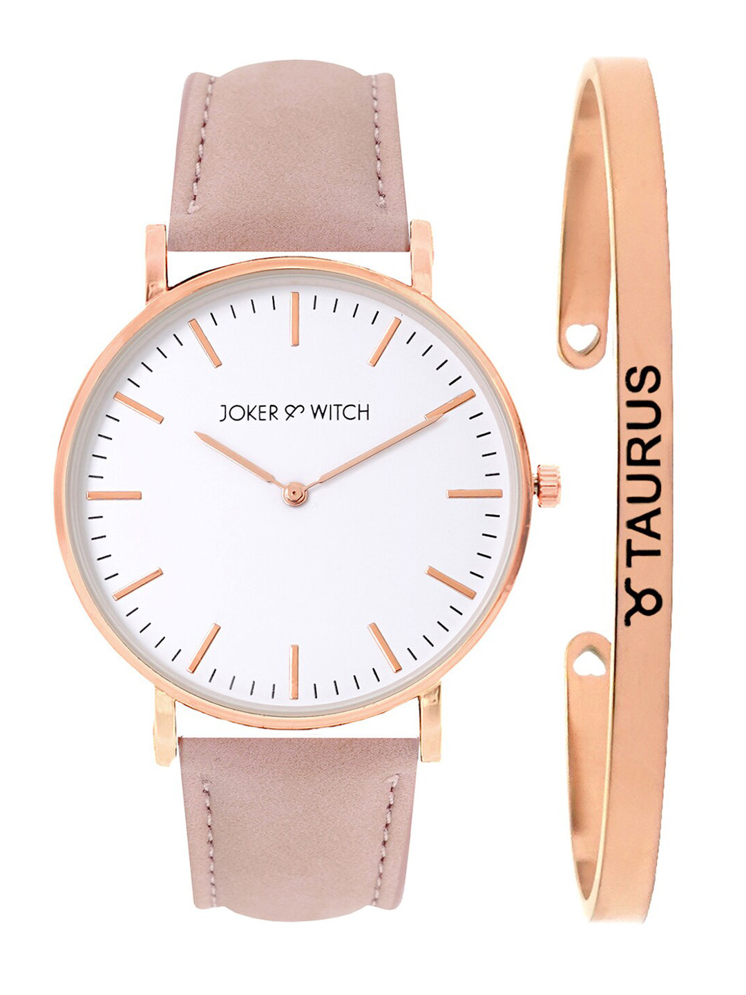 JOKER & WITCH Women White & Rose Gold-Toned Amy Watch & Bracelet Gift Set JWBS321