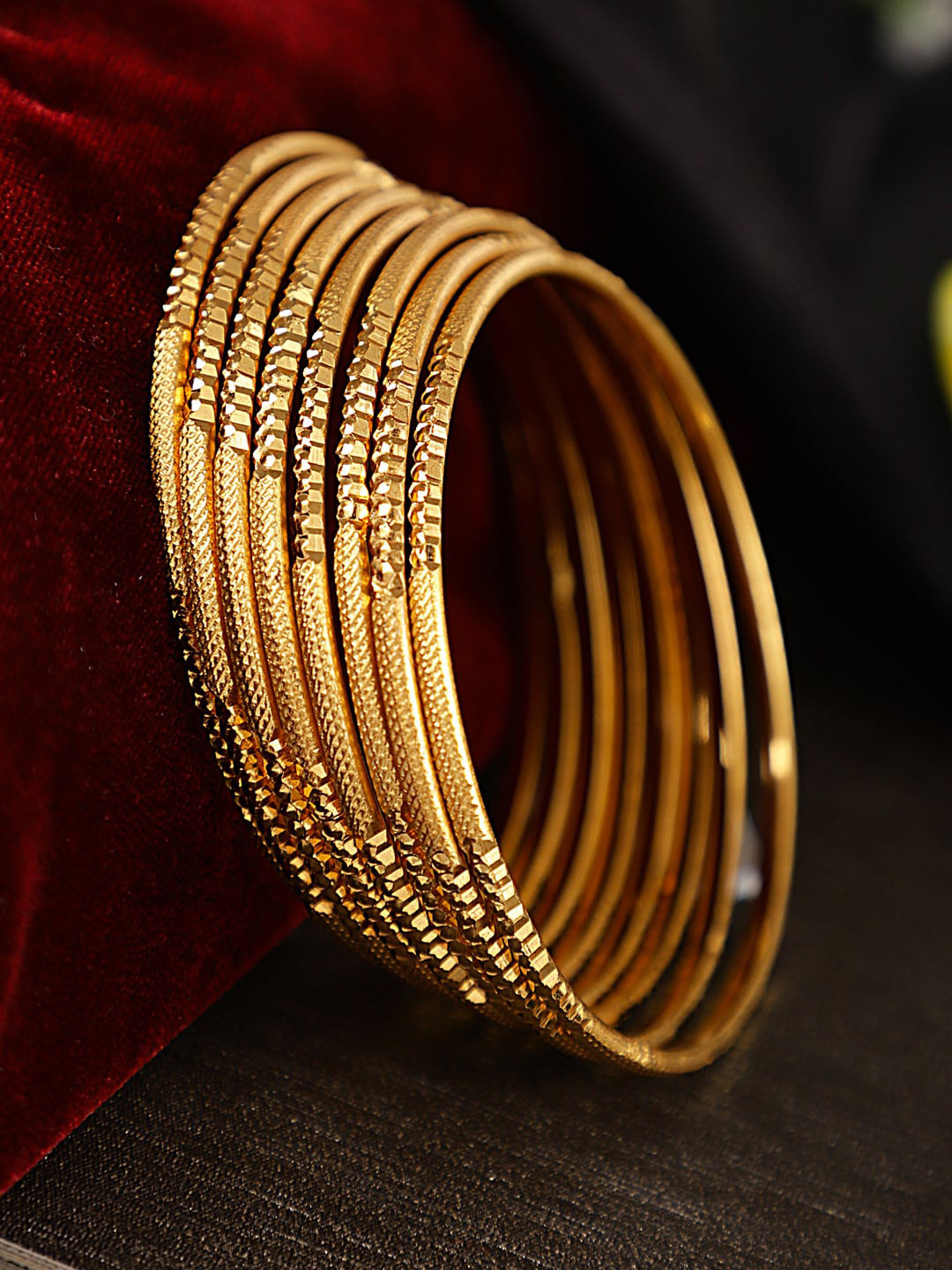 Shining Diva Set Of 8 Gold-Plated Handcrafted Bangles