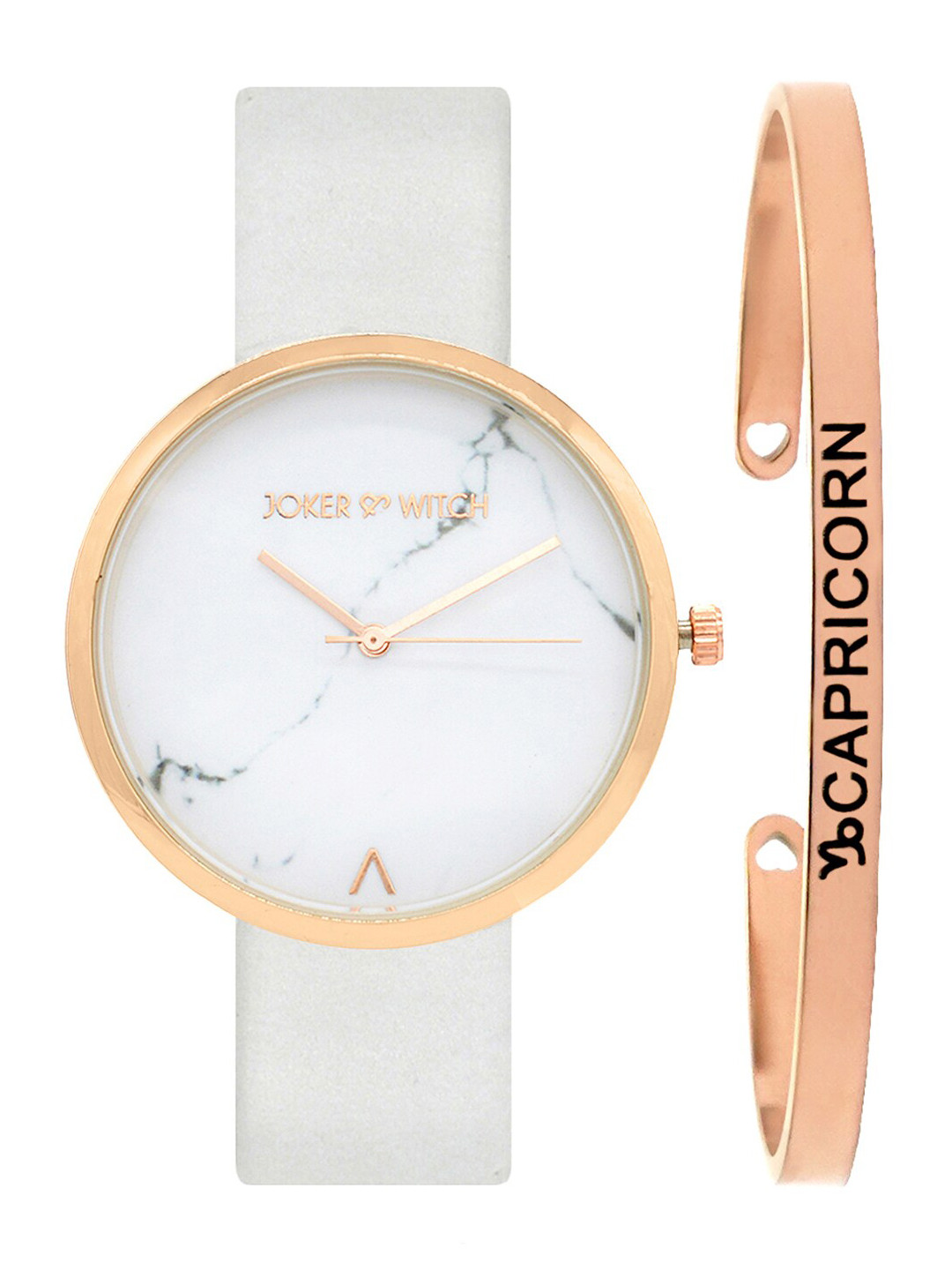 JOKER & WITCH Women White & Rose Gold-Toned Amy Watch & Bracelet Gift Set JWBS288