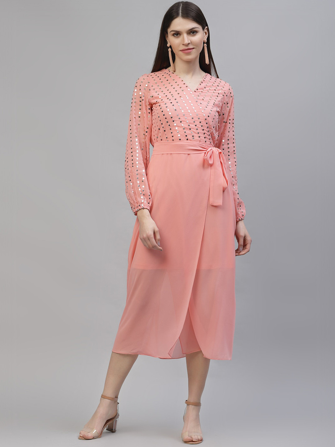 Athena Women Pink Solid A-Line Dress