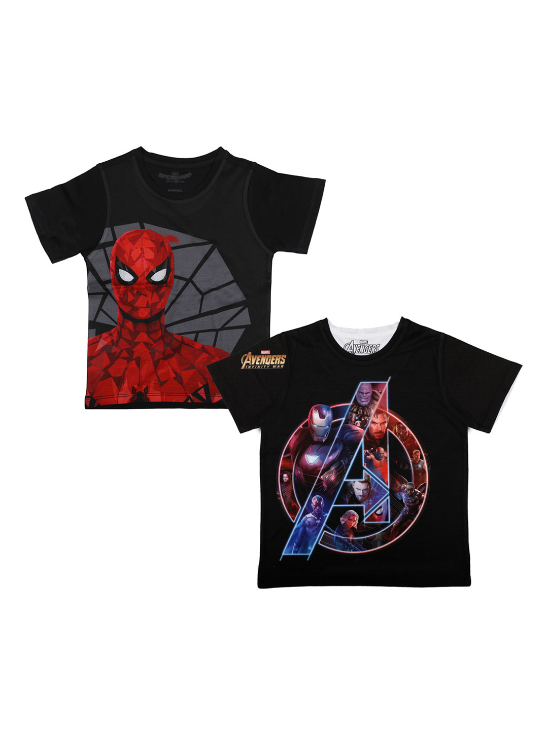 Marvel by Wear Your Mind Pack Of 2 Boys Black Spiderman Printed Round Neck T-shirt