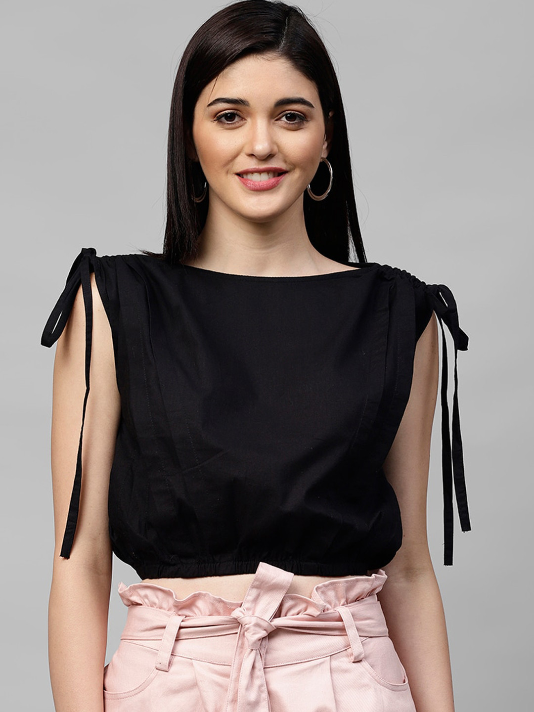 Athena Black Tie-Up Top