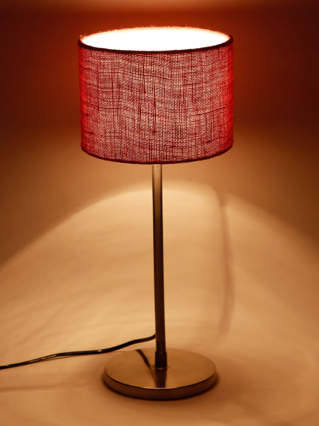 Devansh Pink Solid Cylindrical Table Lamp