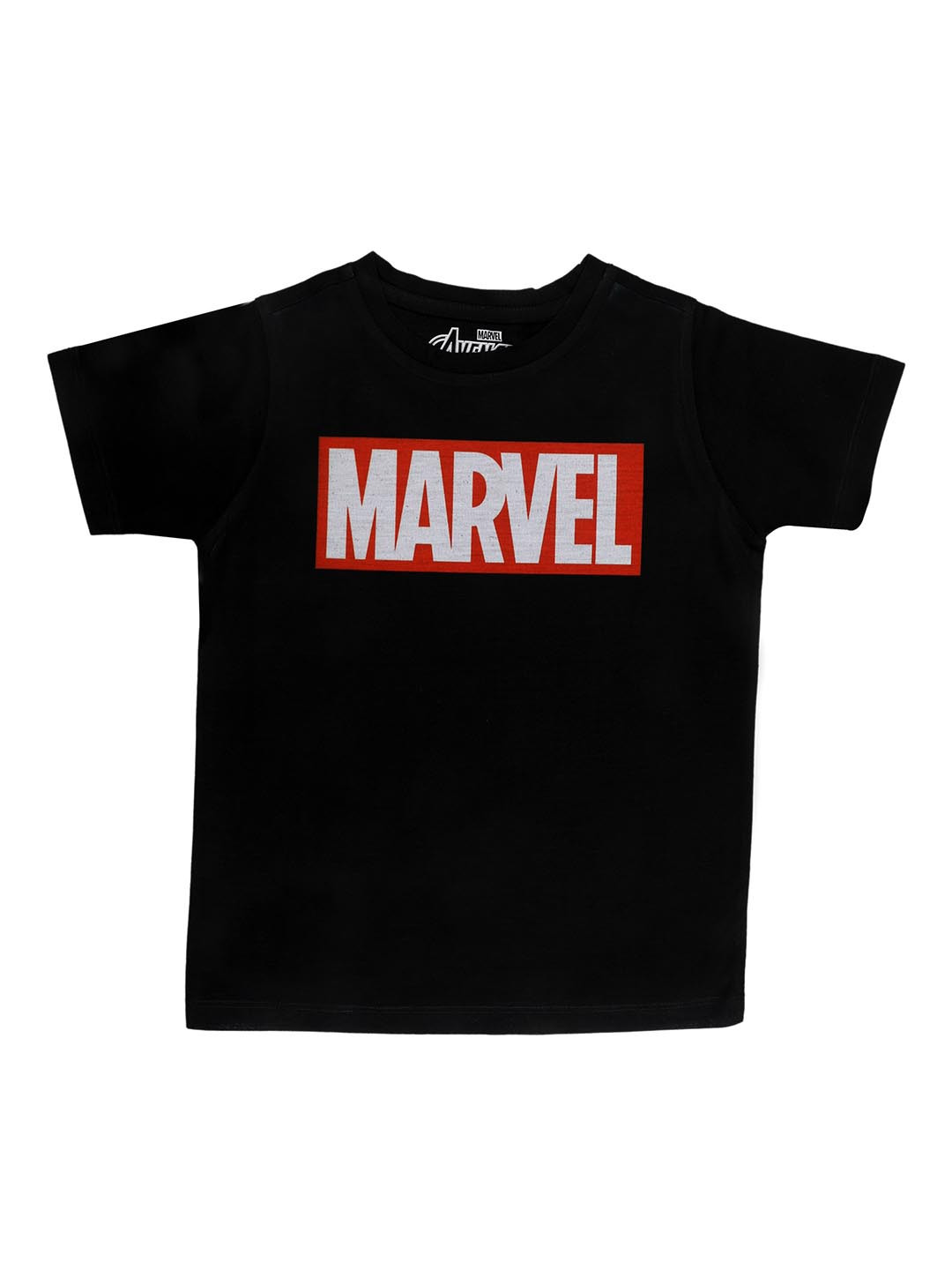 Marvel Avengers Boys Black Marvel Printed Round Neck T-shirt