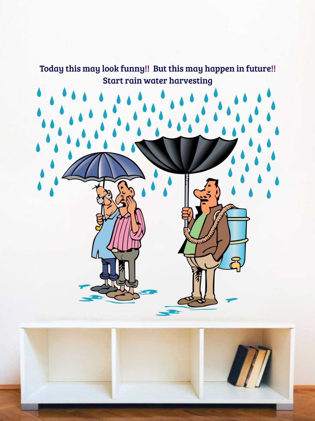 rawpockets Black & Blue Rain Harvesting Wall Stickers