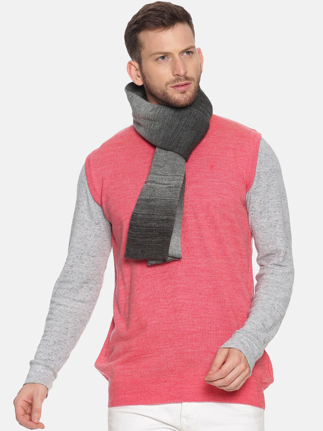 513 Men Black & Grey Woven Design Premium Quality Knitted Muffler