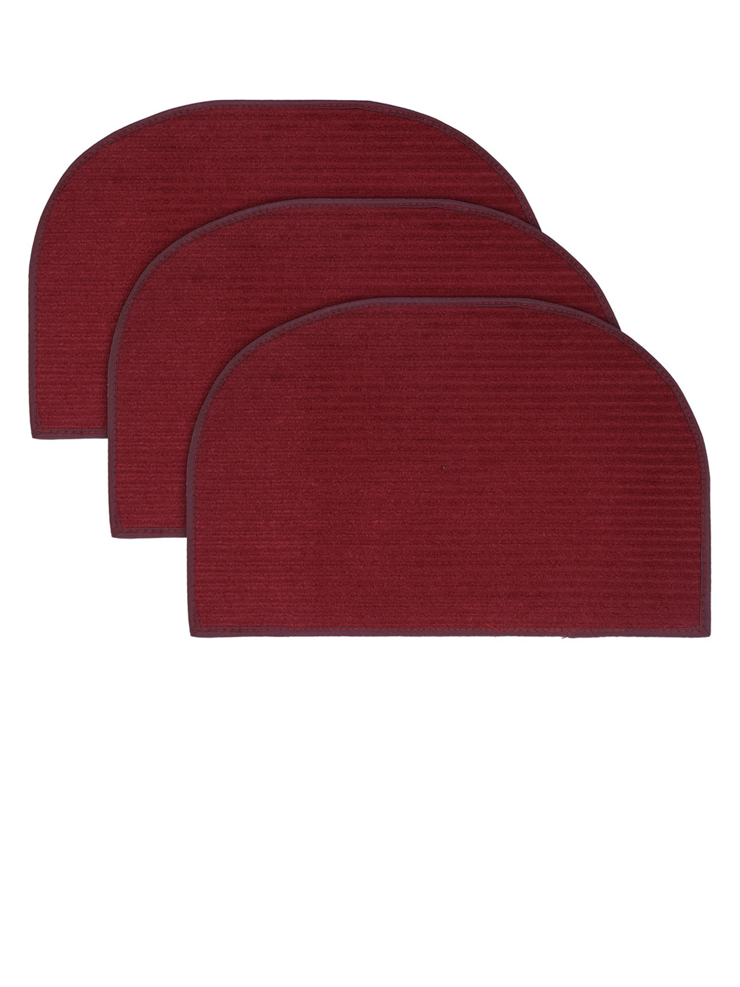 Kuber Industries Set Of 3 Maroon Solid Anti-Skid Doormats