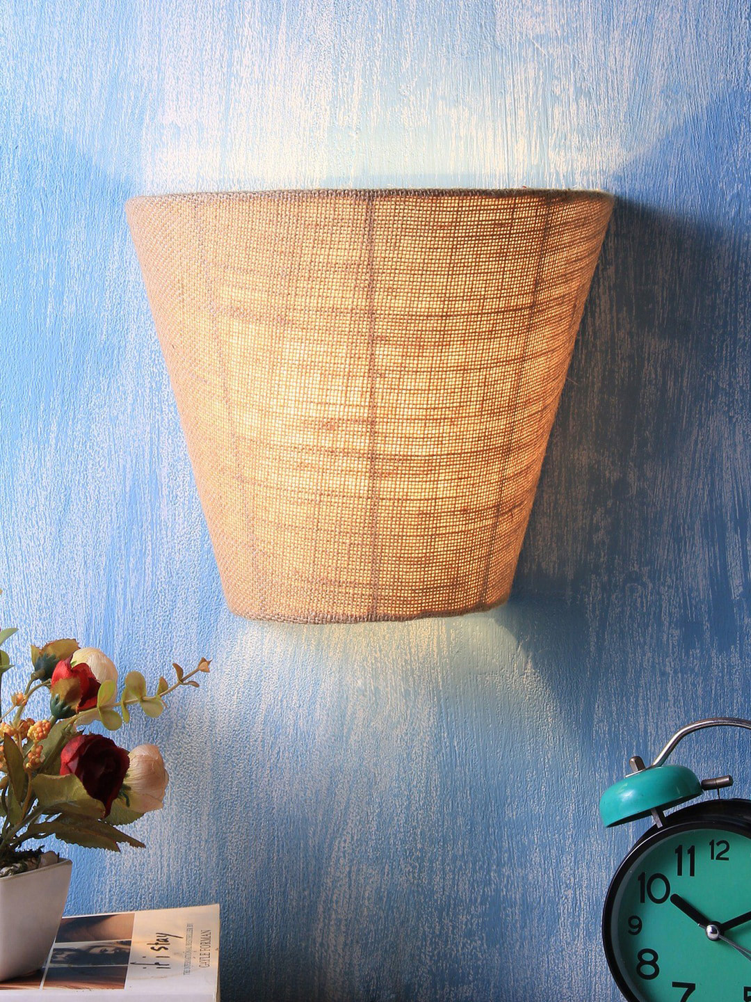 Devansh Beige Solid Jute V Shape Wall Lamp