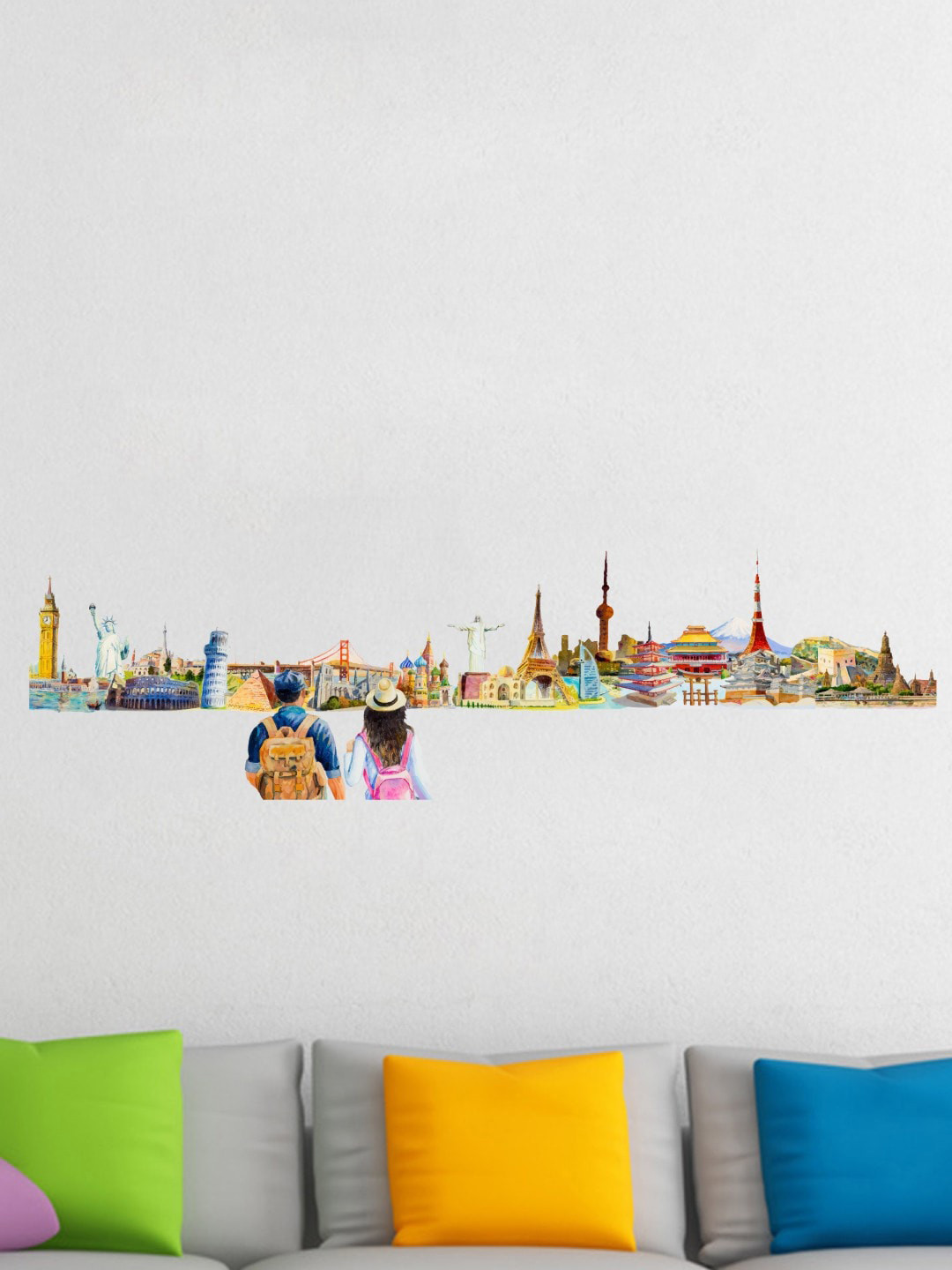 rawpockets Blue & Orange Seven Wonders Wall Sticker