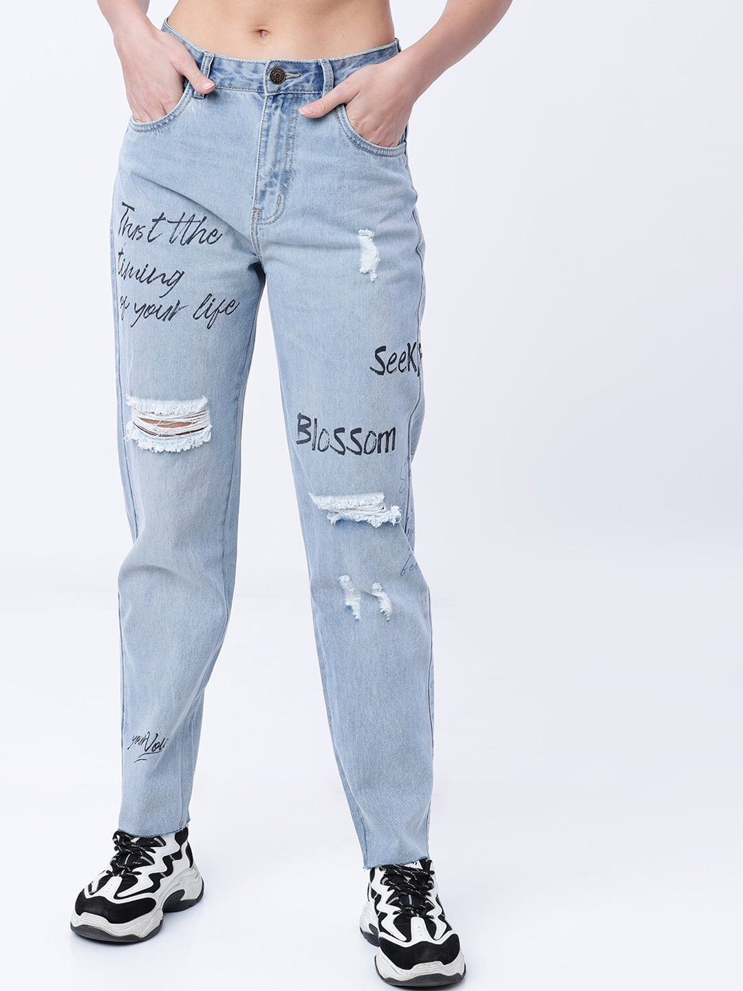 Tokyo Talkies Women Blue Boyfriend Fit Jeans