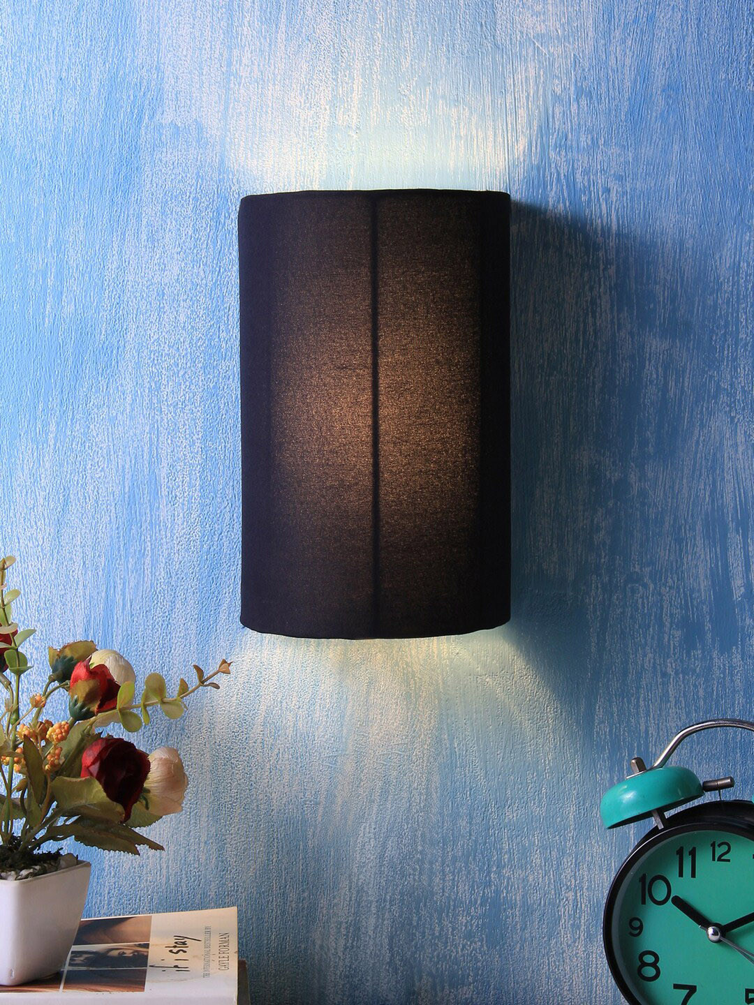 Devansh Black Solid Contemporary Flush Mount Wall Lamp