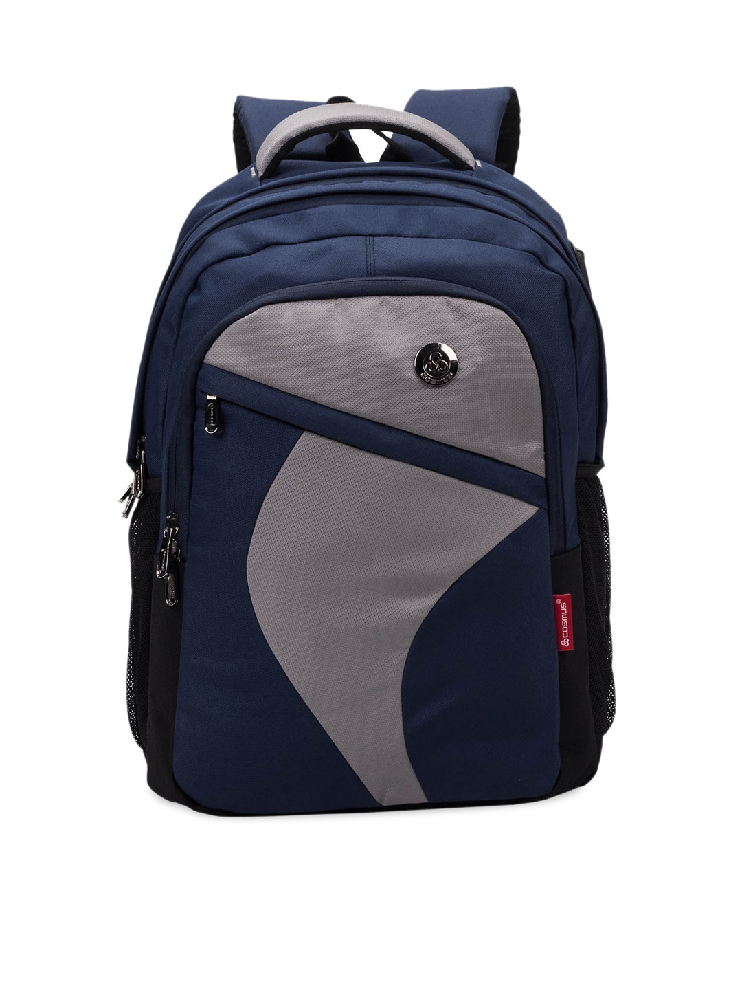 COSMUS Unisex Navy Blue & Grey Colourblocked Backpack