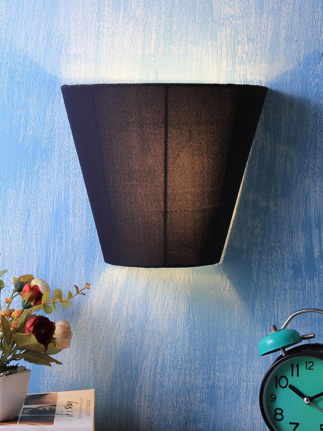 Devansh Black Solid Contemporary Flush Mount Wall Lamp