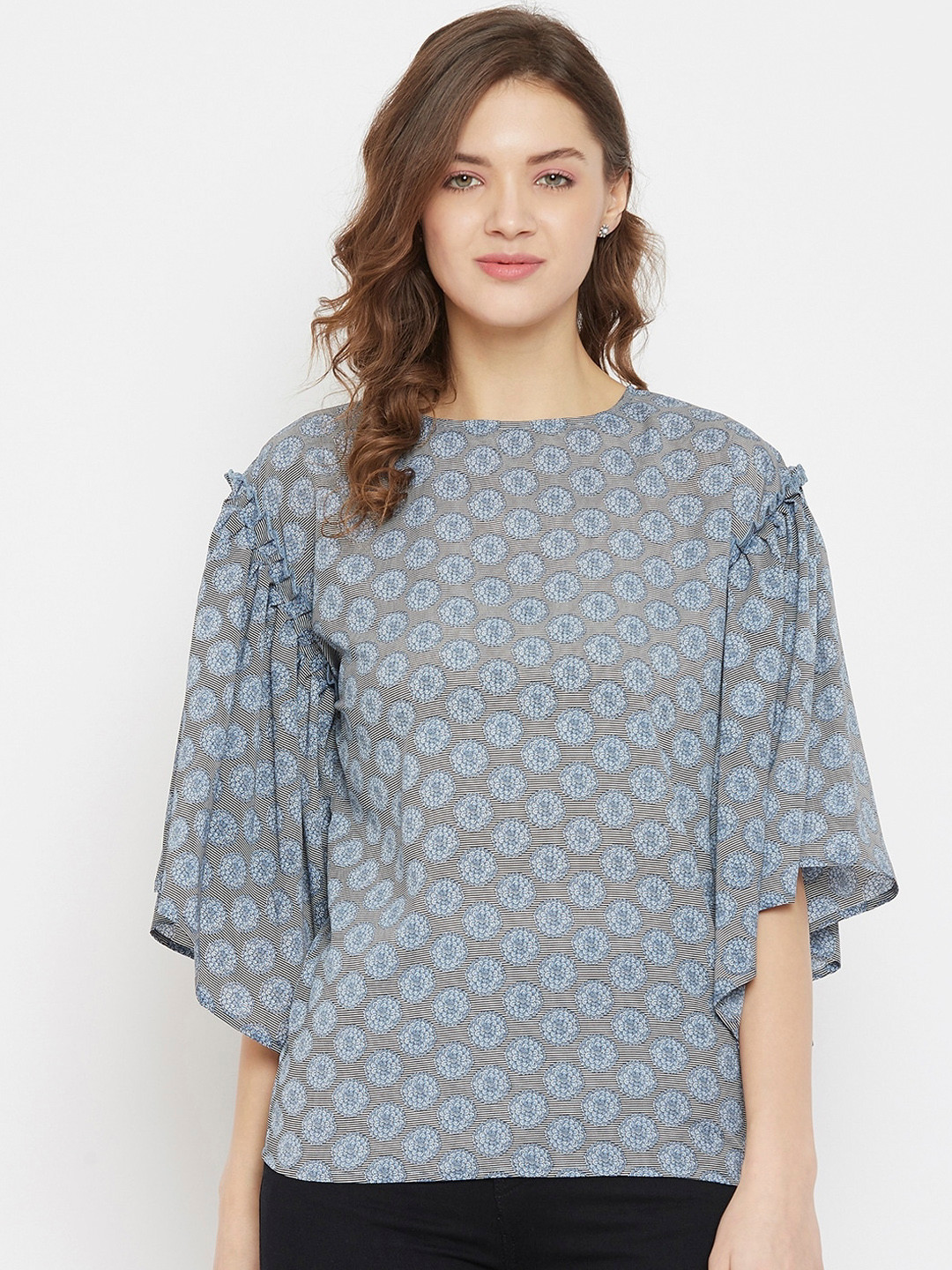 The Kaftan Company Women Grey Printed Top