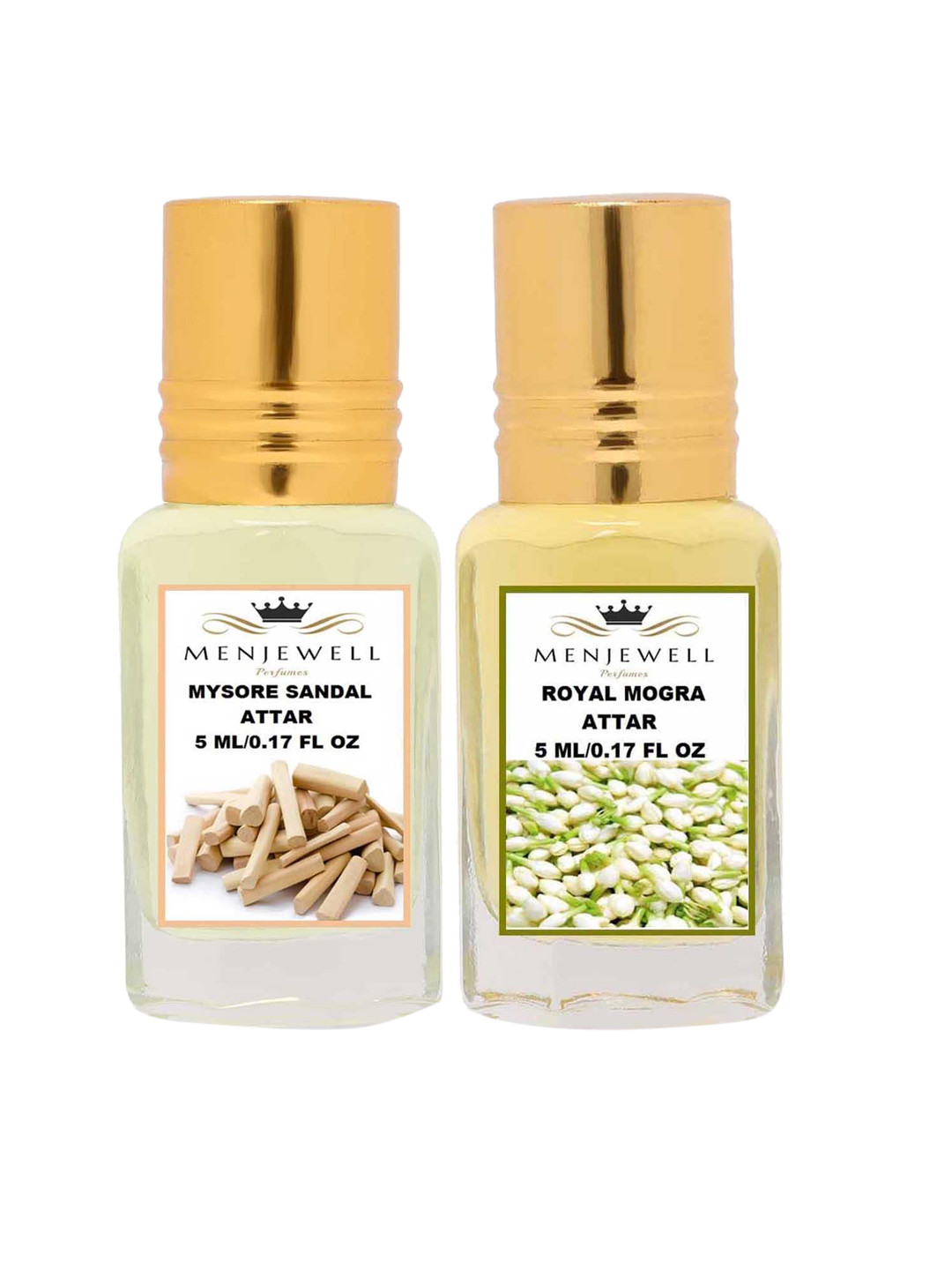 Menjewell Mysore Sandal & Royal Mogra Attar Combo of 2