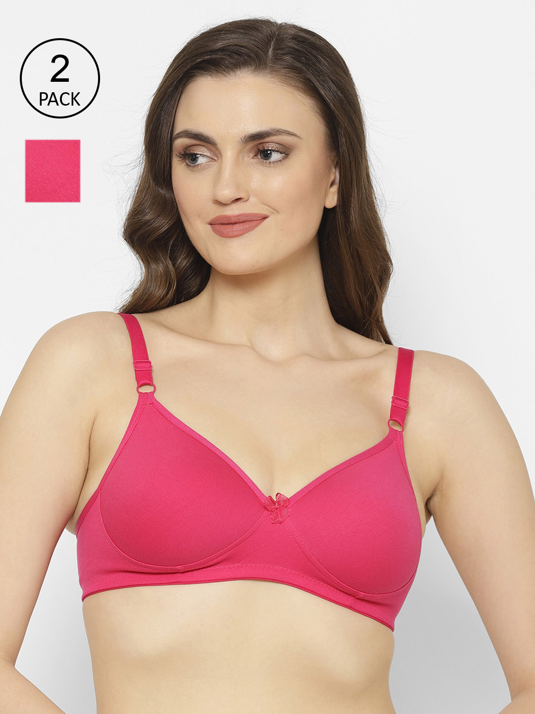 Floret Pack of 2 Padded Non-Wired Medium Coverage Cotton Seamless T-Shirt Push-Up Bra