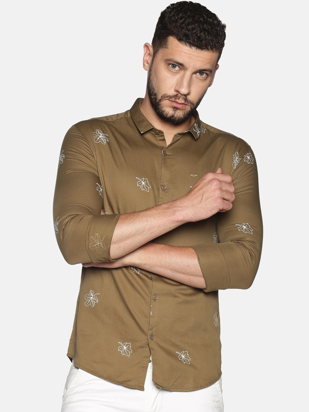 SHOWOFF Men Green Floral Print Casual Shirt