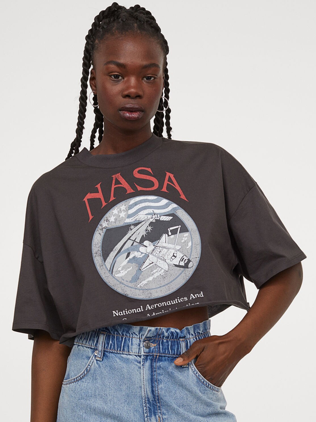 Nasa crop top sweatshirt deals