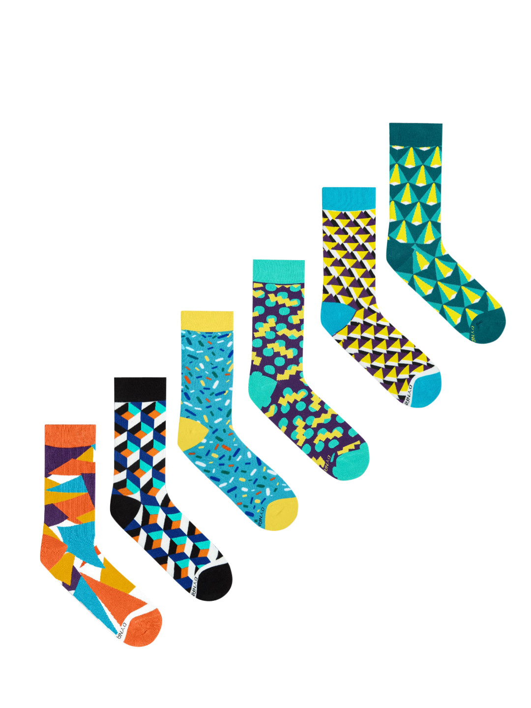 Dynamocks Unisex Pack Of 6 Patterned Calf-Length Socks