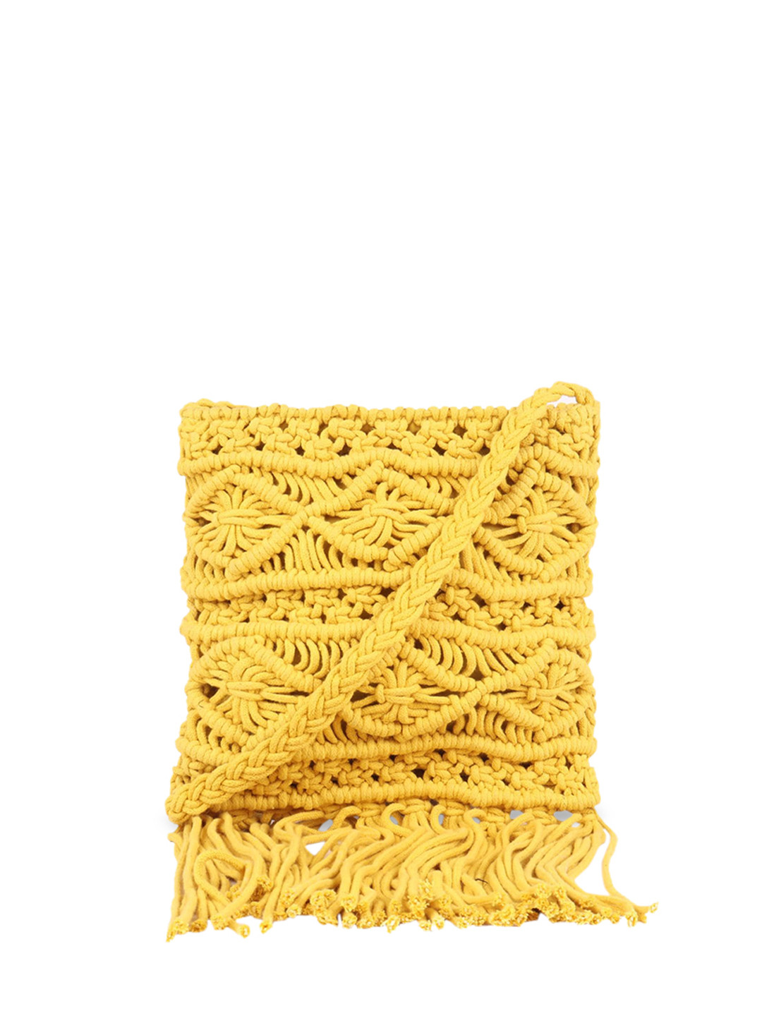 ASTRID Yellow Self Design Sling Bag