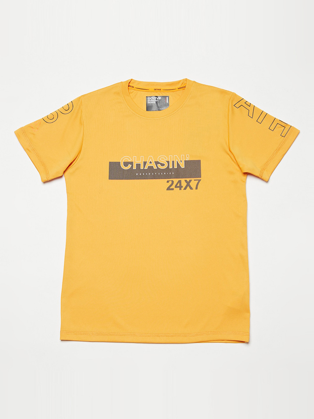 Octave Boys Yellow Printed Round Neck T-shirt