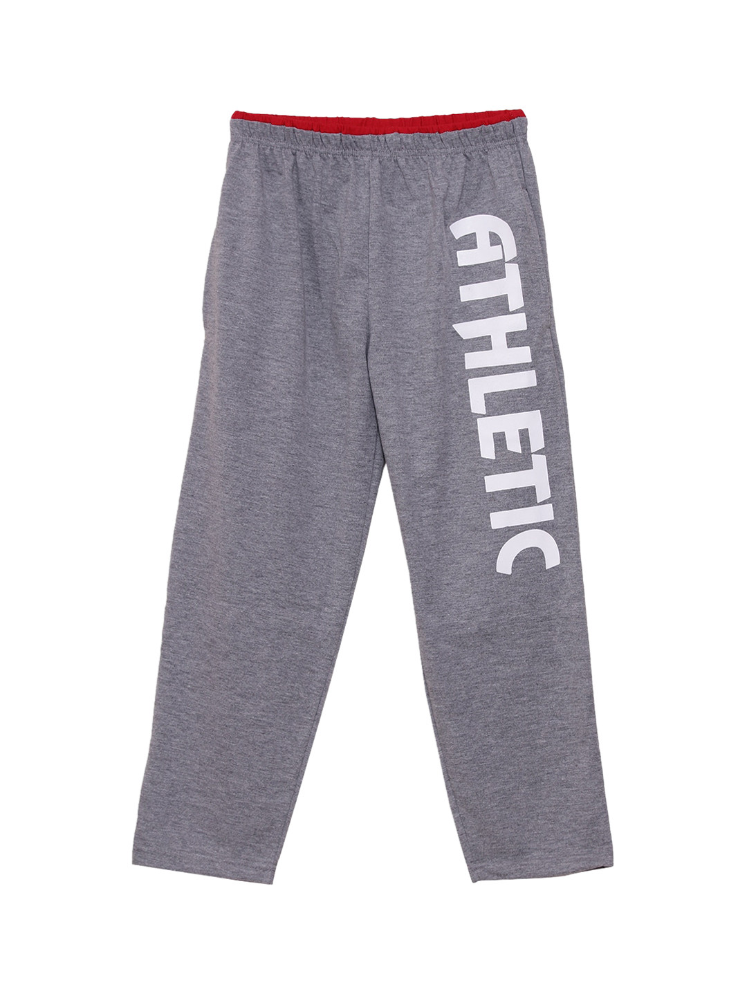 SWEET ANGEL Boys Grey Melange & White Printed Straight-Fit Track Pants