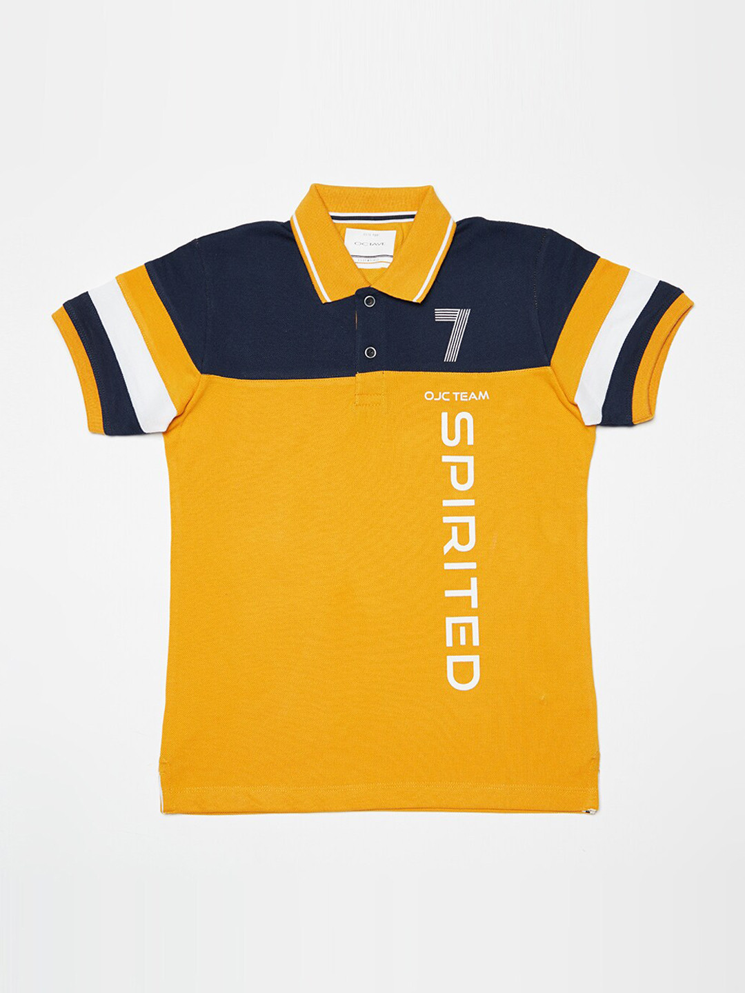 Octave Boys Yellow Solid Polo Collar T-shirt