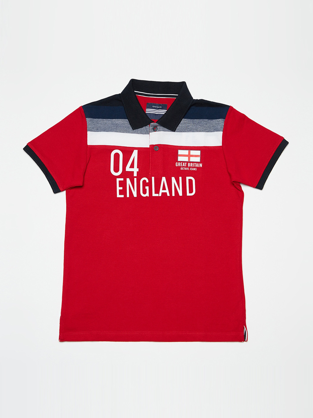 Octave Boys Red Solid Polo Collar T-shirt