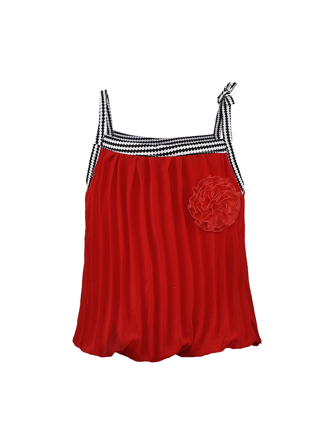 Wish Karo Girls Maroon & Black Solid Top with Skirt