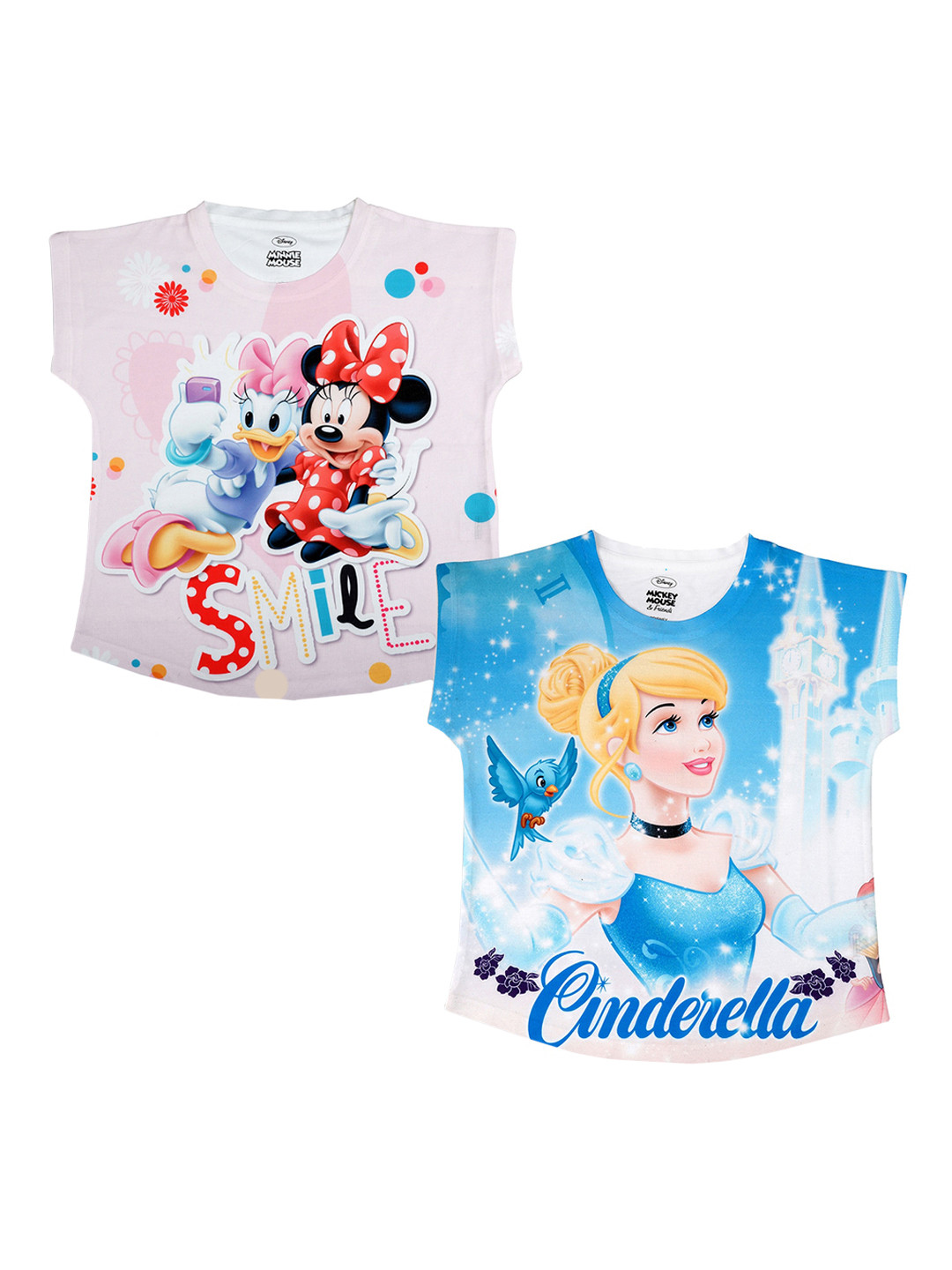 Disney by Wear Your Mind Pink & Blue Pack of 2 Cinderella Printed Top