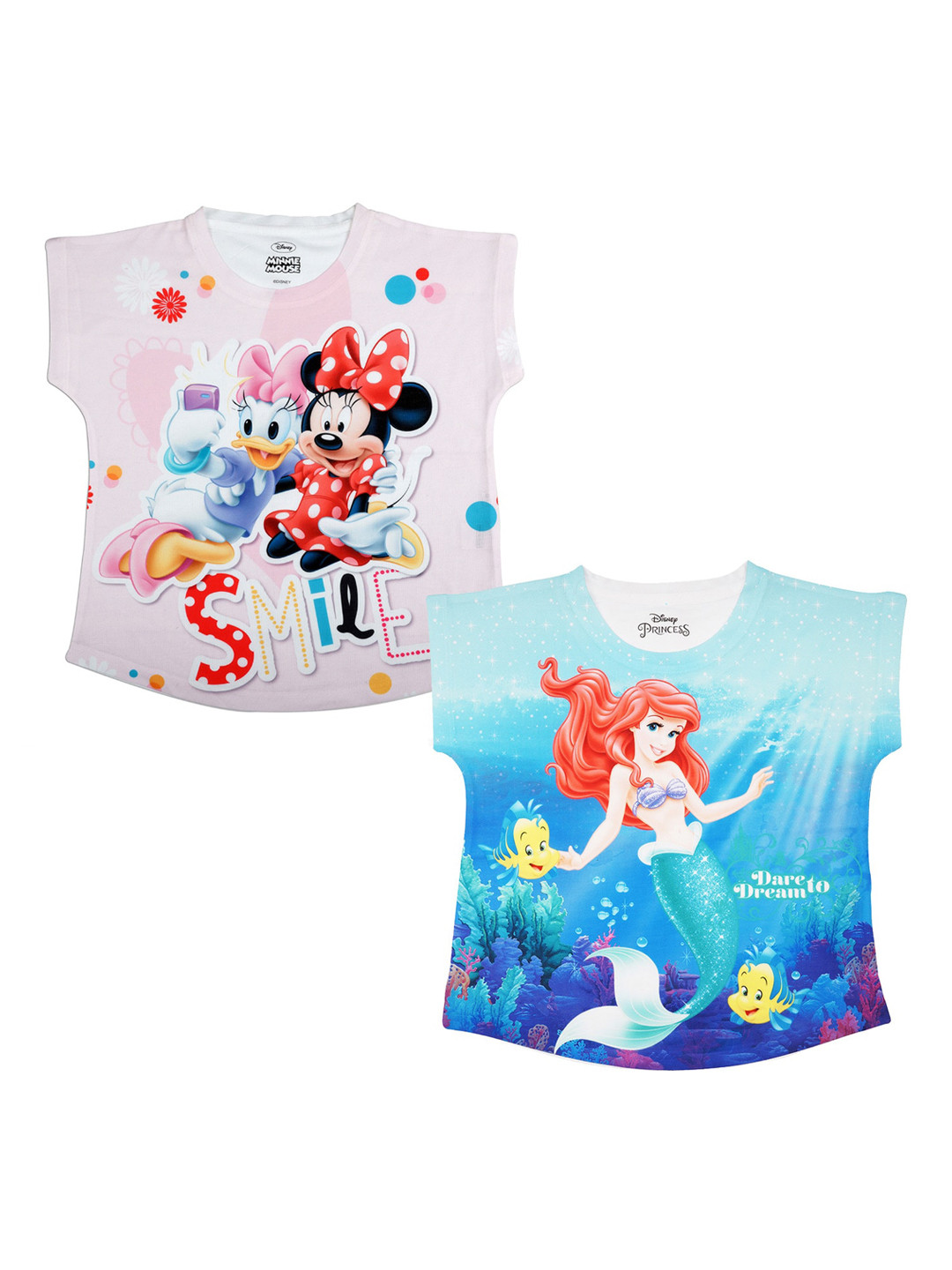 Disney by Wear Your Mind Pack Of 2 Pink & Blue Mickey Mouse Printed Tops
