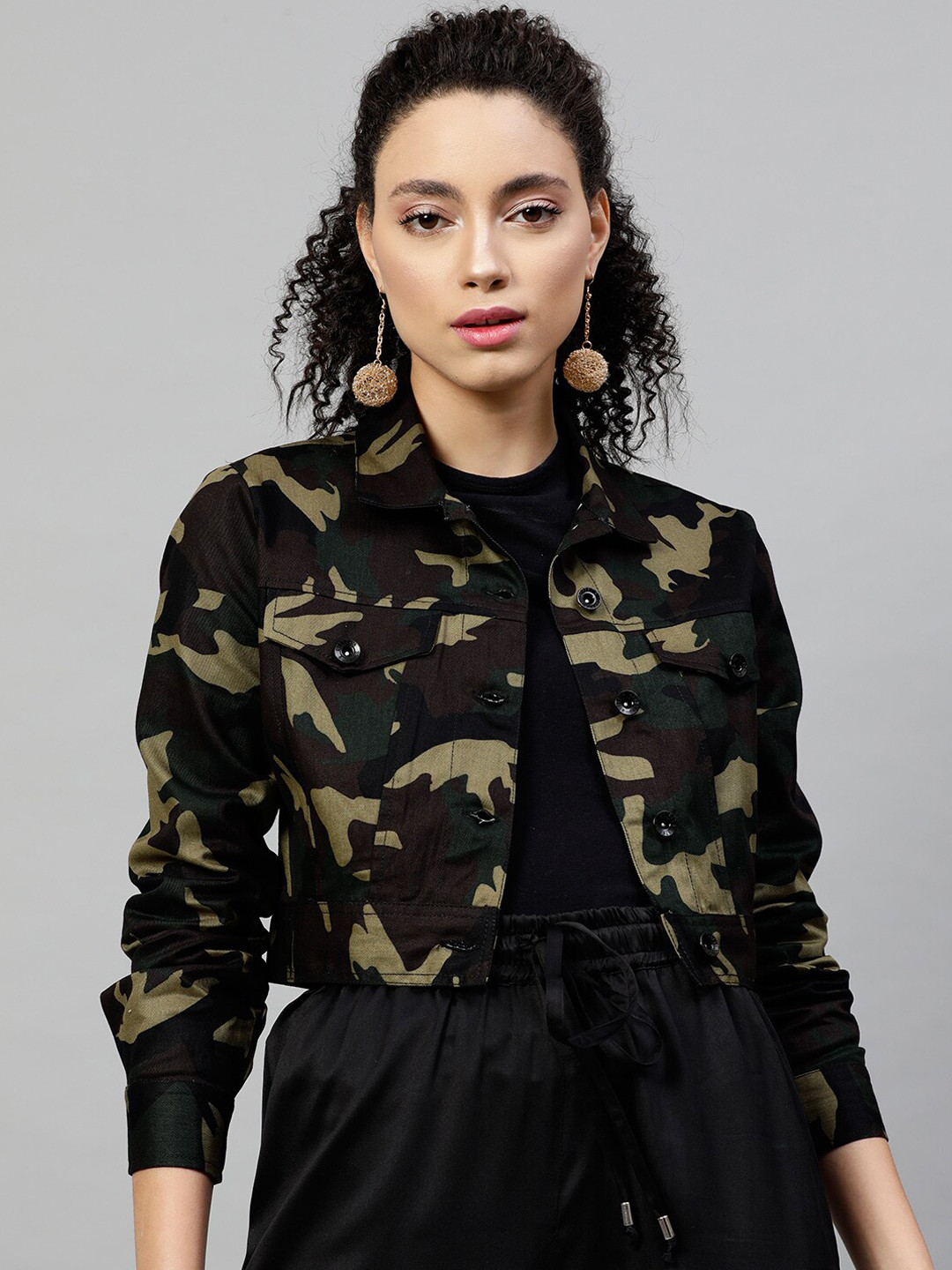 STREET 9 Women Black Printed Lightweight Tailored Jacket